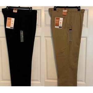2 Pair Men’s Haggar Flat Front Classic Fit Khaki Pants 38x32